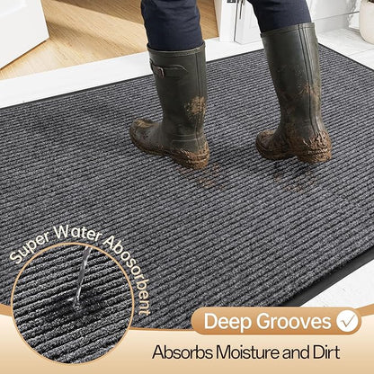 Amyracel Front Door Mat Indoor Outdoor Entrance, 36" x 72" All-Season Waterproof Doormat for Enterway, Heavy Duty Commercial Floor Mat, Fade Resistant, Rubber Back, Low Profile, Easy Clean