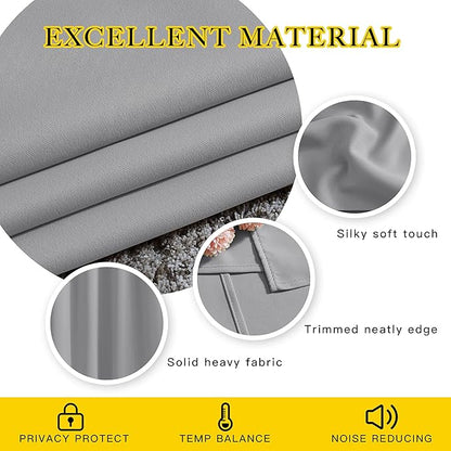 NICETOWN Blackout Curtains Panels for Bedroom - 3 Pass Microfiber Noise Reducing Thermal Insulated Solid Ring Top Blackout Window Drapes (2 Panels, 66 x 72 Inch, Silver Grey)