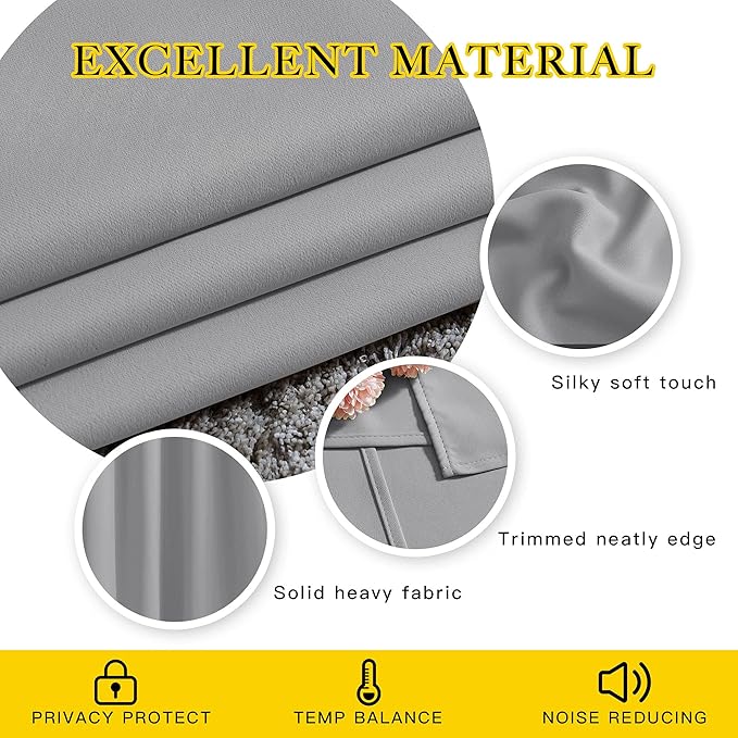 NICETOWN Silver Grey Curtains 84 inch Length 2 Panels, Grommet Thermal Insulated Window Treatments Light & Sound Reducing Drapes for Living Room/Bedroom, W46 x L84