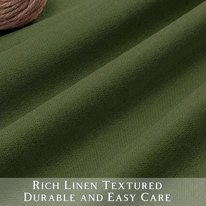 ChrisDowa 100% Blackout Olive Green Solid Curtains 72 Inches Long 2 Panels for Bedroom Living Room,Farmhouse Room Darkening Thermal Insulated Soundproof Grommet Top Window Treatment Drapes,52x72