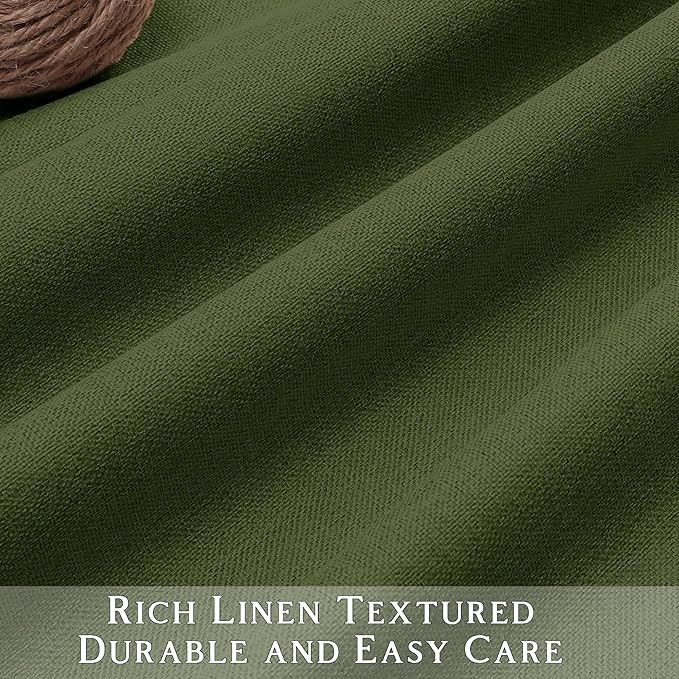ChrisDowa 100% Blackout Olive Green Solid Curtains 63 Inches Long 2 Panels for Bedroom Living Room,Farmhouse Room Darkening Thermal Insulated Soundproof Grommet Top Window Treatment Drapes,52x63