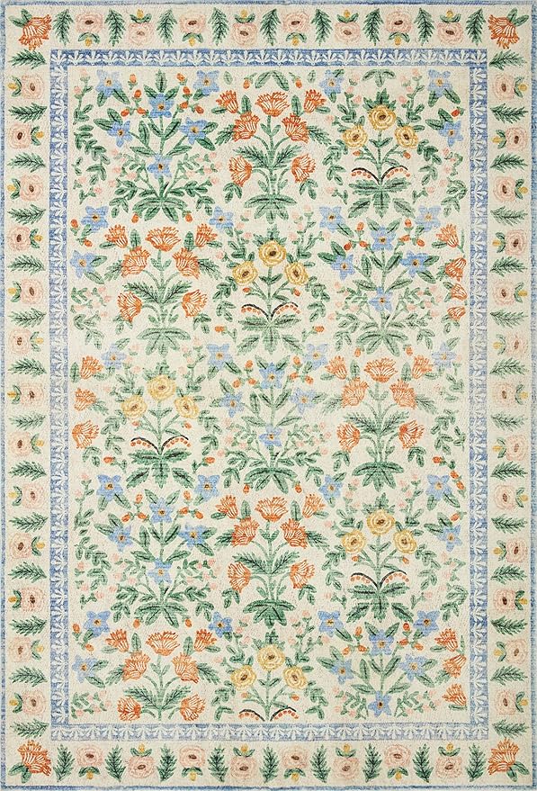 Loloi Rifle Paper Co. Eden Collection EDE-02 Mughal Garden Cream 8'-6" x 11'-6" Area Rug feat. CloudPile™