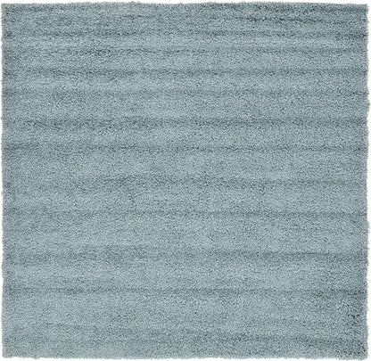 Unique Loom Solid Shag Collection Area Rug (8' Square, Light Slate Blue)