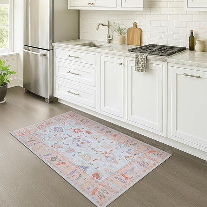 Fame Rugs Modern Oushak Rug 3x5, Washable Vintage Turkish Colorful Oriental Antique Inspired Foldable Small Area Rugs, Luxury Living Room Bedroom (995BO, 2'6" x 5')