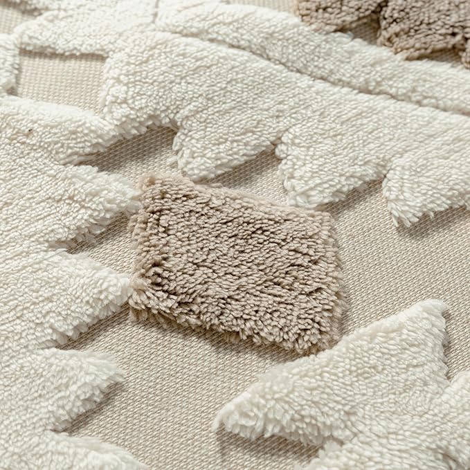 Ivory Brown 4x6 Area Rug Washable Moroccan Shag Office Carpet Non Slip Soft Neutral Boho Floor Mat Plush Pile Throw Rug for Entryway Kitchen Dining Room Bedroom Living Room