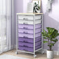 Rolling Cart with Drawers,Utility Cart With 8 Drawers and Wooden Tabletop for Living Room,Classroom,Bedroom,Bathroom,Dorm,Office,Purple