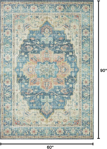 Loloi II Skye Collection SKY-12 Ocean/Multi 5'-0" x 7'-6" Area Rug