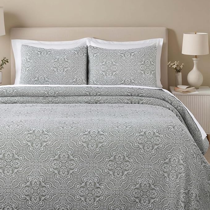 Superior 3 Piece Bedspread Set, Home Bed Decor, Decorative Bed Spread, 2 Pillow Shams, Medium Weight Blanket, Floral Matelasse Coverlet, Bedding Essentials, Enzy Collection, California King, Sage