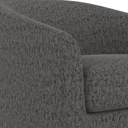 Swivel Barrel Accent Chair with Solid Wood Base, Round Fabric Living Room Arm Chairs, Modern Upholstered Comfty Reading Nook Chairs for Bedroom, Club Armchair, Single Sofa Side Chair, Grey