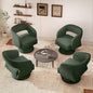 Swivel Accent Chair Set of 4, Modern Comfy Chenille Barrel Chairs, Oversized Upholstered Round Arm Chair for Living Room, Bedroom, Reading Room, Green