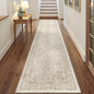Light Brown Runner Rug 2x12 Hallway Machine Washable Kitchen Vintage Distressed Non Slip Long Carpet Indoor Retro Floral Bedroom Accent Throw Rug for Bathroom Office Laundry Dining Room