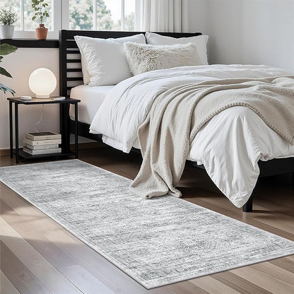 Runner Rug 2'x6' Washable Non-Slip Runner Rugs for Kitchen Bathroom Laundry Room Grey Vintage Floor Carpet Runners for Hallway Entryway
