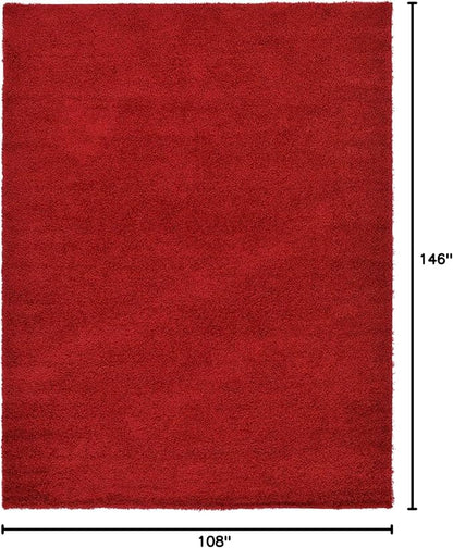Unique Loom Solid Shag Collection Area Rug (9' x 12' 2" Rectangle Cherry Red)
