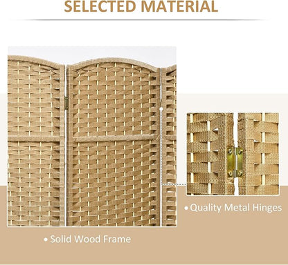 HOMCOM Room Divider, 8 Panel Folding Privacy Screen, 5.6' Tall Freestanding Wall Partition for Home Office, Bedroom, Nature Wood