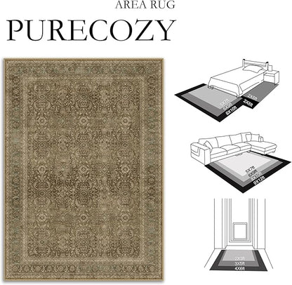 Brown 2x3 Area Rug Washable Vintage Small Carpet for Entryway Kitchen Soft Retro Floral Low Pile Thin Door Mat Non Slip Traditional Distressed Rug for Bathroom Office Bedroom Dining Room