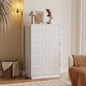 Tall Dresser for Bedroom with 5 Drawers, Fluted Chest of Drawers with Round Curved Corner, Hidden Handles, Modern Wood Storage Organizer for Bedroom, Nursery, Living Room