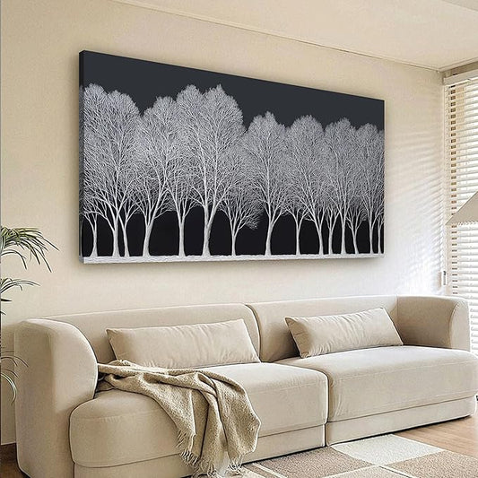 Trogonup Black and White Wall Art for Bedroom Large Forest Picture Landscape Tree Artwork for Living Room Home Office Modern Canvas Prints Ready to Hang 29"x58"