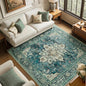 Area Rugs Square 6ft Washable Non-Slip, Floral Vintage Distress Print Pattern Medallion Carpet for Living Room Bedroom Dining Room, Dark Blue Vintage