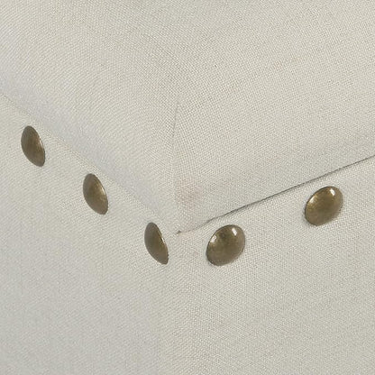 HomePop Large Storage Bench with Nailhead Trim - Cream