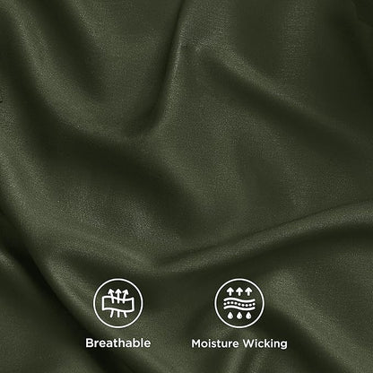 Bedsure California King Sheet Sets, Cooling Sheets, Rayon Derived from Bamboo, Breathable & Soft, Deep Pocket Up to 16 Inches, Hotel Luxury Silky Bedding for Hot Sleepers, Olive Green