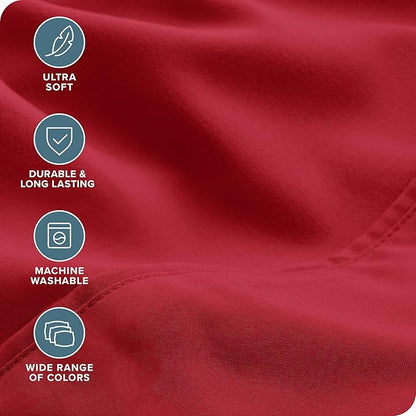 Bare Home Hotel Luxury Twin Sheet Set, Extra Soft - 4 Piece Set - Deep Pockets - Easy Fit - Cooling & Breathable - Wrinkle, Fade, Stain Resistant - Includes 2 Pillowcases (Twin, Red)