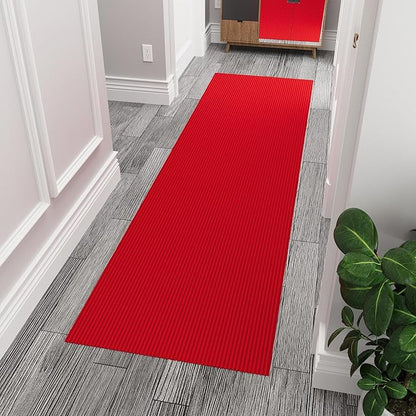 Ottomanson 2' x 8' Hallway Runner with Scraper Pile - Extra Durable Non-Slip Rug Mat for Indoor & Outdoor Use - Ideal for Kitchen, Entryway, Patio & Garage - High-Traffic Carpet, Red