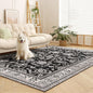 Area Rugs 8x10, Machine Washable Vintage Soft Rug for Living Room Large Rug Indoor Floor Non Slip Carpet for Bedroom Under Dining Table Home Office | Black White