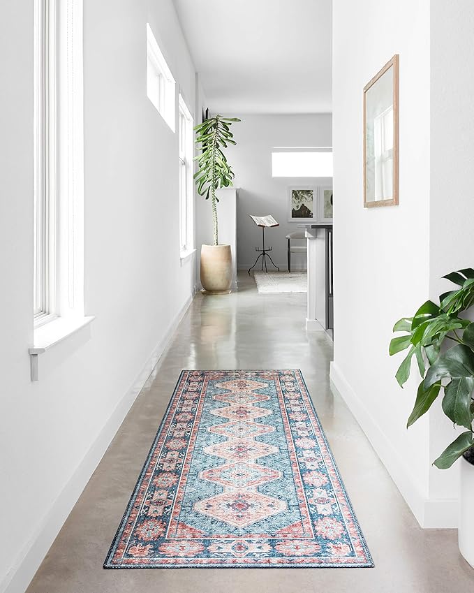 Loloi Skye Collection SKY-03 Turquoise/Terracotta 7' x 9' Oval Area Rug