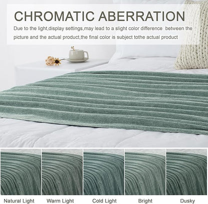 Chenille Throw Blanket for Couch 60"X 80" Twin, Soft Cozy Throws with Fringe Tassel for Bed Sofa Chair Cover, Lightweight Knitted Decorative Boho Blankets for Living Room, Sage Green