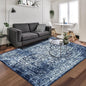 vivorug 9x12 Area Rugs, Stain Resistant Washable Rug for Living Room, Vintage-Inspired (Navy Blue, 9'x12')