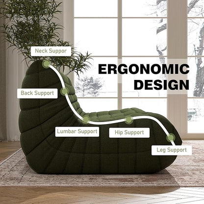 Big Bean Bag Chairs for Adults, 3 Seater Large Floor Sofa (Green)