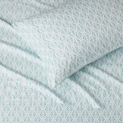 Amazon Basics Lightweight Super Soft Easy Care Wrinkle Free Microfiber 3 Piece Bed Sheet Set with 14-Inch Deep Pockets, Twin, Aqua Fern, Floral, Kids, Men & Women Bedding
