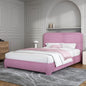 BarnFurin Queen Bed Frame with Headboard, Boucle Upholstered Platform Bed with Wood Slats, Soft Rounded Corners, No Box Spring Required, Easy Assembly, Rose Pink