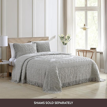Beatrice Home Fashions Medallion Chenille Bedspread, Full, Gray