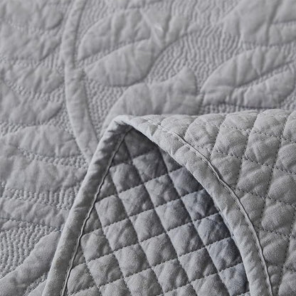 MarCielo 3-Piece 100% Cotton Oversized Bedspread Lightweight Quilt Coverlet Embroidery Farmhouse Bedding Set T0 (Light Grey, Oversized King (118"x106"))