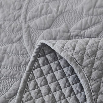 MarCielo 3-Piece 100% Cotton Oversized Bedspread Lightweight Quilt Coverlet Embroidery Farmhouse Bedding Set T0 (Light Grey, Oversized Queen (100"x106"))