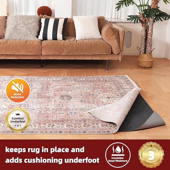 BAGAIL Felt and Natural Rubber Backing Rug Pads 1/4” Thick, 2 x 8 Ft Non Slip Carpet Gripper Keep Rugs in Place, Under Area Rug Protective Cushioned Pads, Carpet Runners, Hardwood Floors Protection