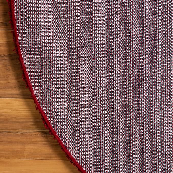 Unique Loom Solid Shag Collection Area Rug (4' 1" Round, Cherry Red)