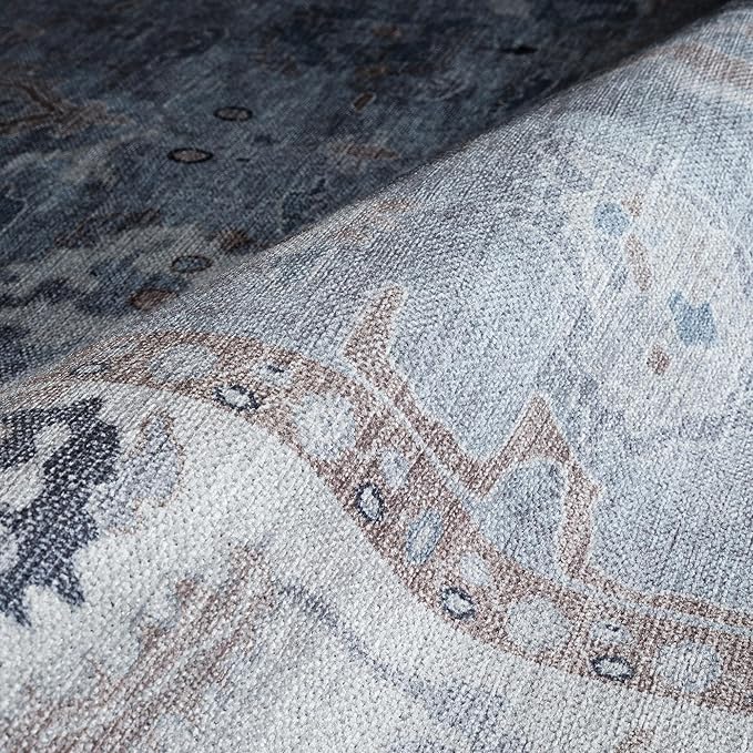 Fame Rugs Gray Modern Oushak Rug 3x5, Washable Vintage Turkish Colorful Oriental Antique Inspired Foldable Small Area Rugs, Luxury Living Room Bedroom (Gbeige, 2'6" x 5')
