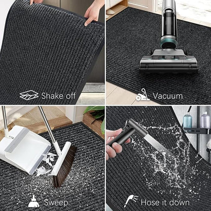 Vicwe Indoor Outdoor Door Mat, 2'x6' Heavy Duty Front Door Mat, Non-Slip Washable Doormats Entrance Mats, Dirt Resistant and Absorbent Doormat, Commercial Outdoor Entrance Floor Mat for Home Office