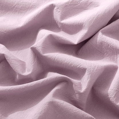 MooMee Fitted Bottom Sheet Only 100% Washed Cotton Linen Like Textured Breathable Durable Soft Comfy Deep Pocket Fits Mattress up to 17" (Light Purple, King)