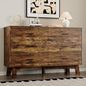 Dresser for Bedroom with 6-Drawer, 47.3" Modern Chest of Drawers with Metal Handles, X-Shape Base & Adjustable Center Leg, Anti-Tip Closet Organizers and Storage