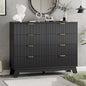 Fluted Dresser for Bedroom with 8 Drawers, 48" Wide Modern Chest of Drawers with Metal Handle, Wooden Dresser TV Stand, Wood Closet Clothes Storage Drawer Organizer for Living Room, Hallway, Black