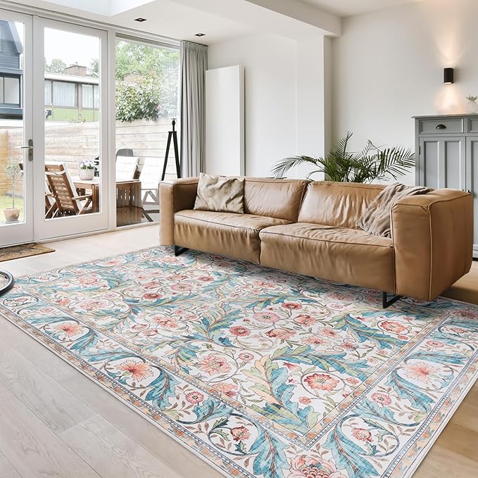 Gertmenian Indoor Boho Area Rug | Home Decor for Entryway, Bedroom, Living Room, Office, Kitchen | Non Slip, Soft, Printed Accent Rugs | Altair, Ivory, 8x10 Large, 24506