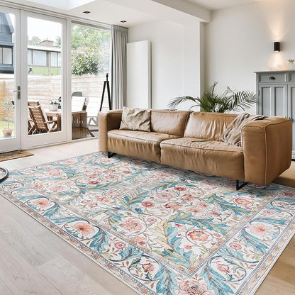 Gertmenian Indoor Boho Area Rug | Home Decor for Entryway, Bedroom, Living Room, Office, Kitchen | Non Slip, Soft, Printed Accent Rugs | Altair, Ivory, 5x7 Standard, 24504