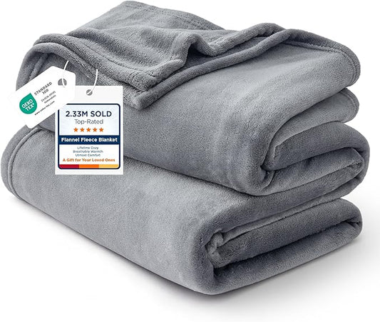 Bedsure GentleSoft Fleece California King Blanket - Lightweight Plush Fuzzy Cozy Soft Large Blankets for Bed, Grey, 102x96 inches