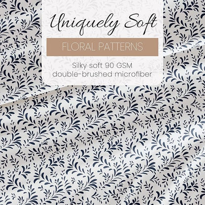 Linen Market 3 Piece Twin Bedding Sheet Set (Navy Vines) - Sleep Better Than Ever with These Ultra-Soft & Cooling Bed Sheets for Your Twin Size Bed - Deep Pocket Fits 16" Mattress