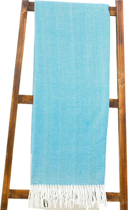 Alashan - Cotton Acrylic Adirondack Herringbone Woven Throw Blanket - Soft Herringbone, Spring Lake