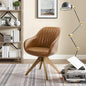Zouron Mid Century Modern Accent Chairs with Wooden Legs, Swivel Desk Chair No Wheels, Faux Leather Vanity Side Chair for Small Space Home Office Living Room Bedroom, Brown