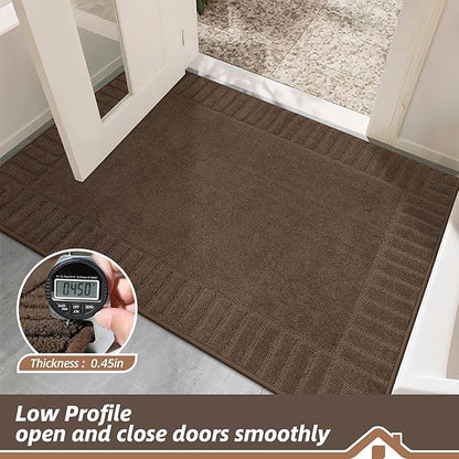 BEQHAUSE Door-Mat Non-Slip Front Doormat Low-Profile Entrance Mats for Front Door Entry Resist Dirt Washable Doormat Absorbent Entryway Door Mat,Brown,36"x60"